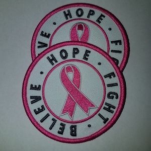 "Hope, Believe, Fight" Breast cancer patches